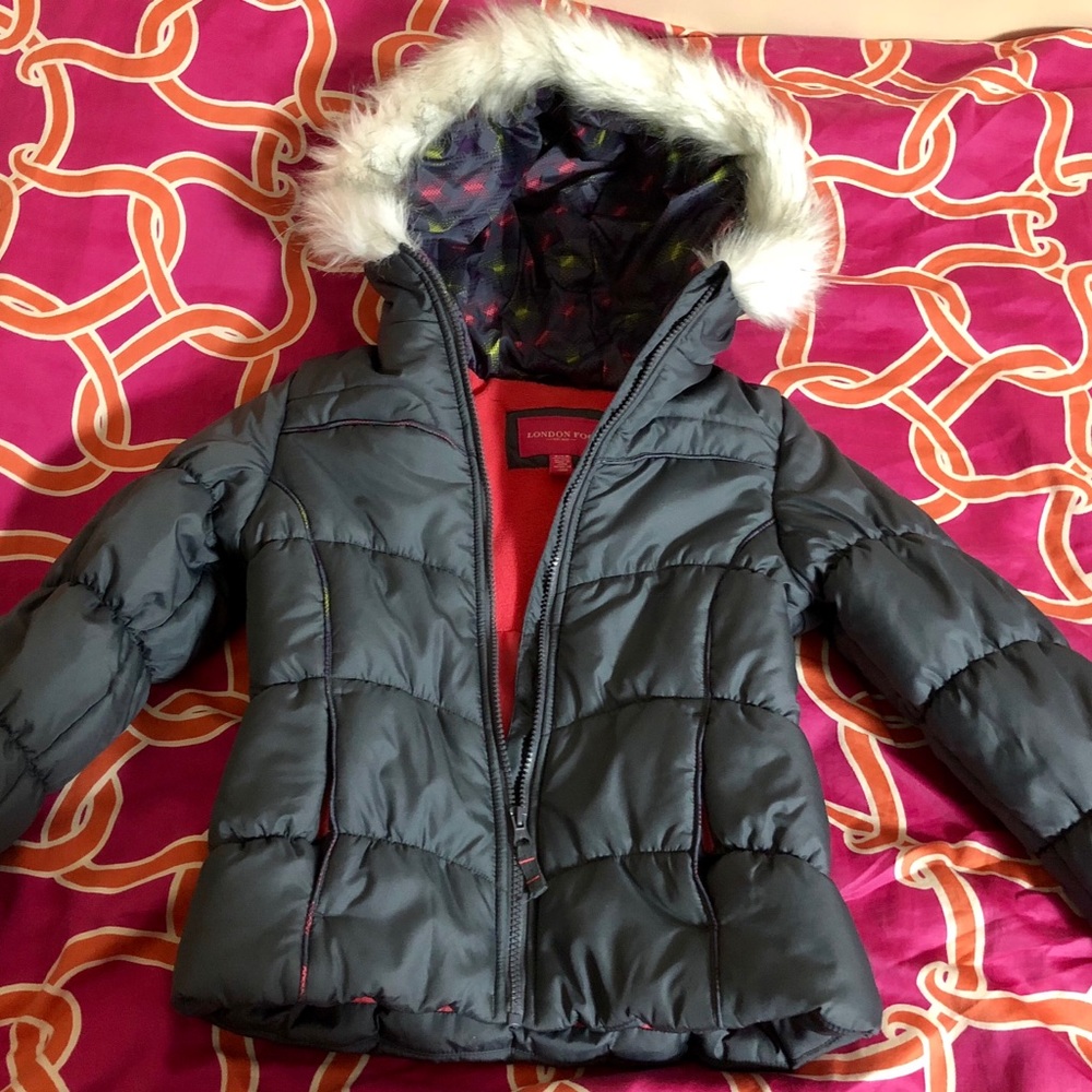 London Fog grey winter faux jacket